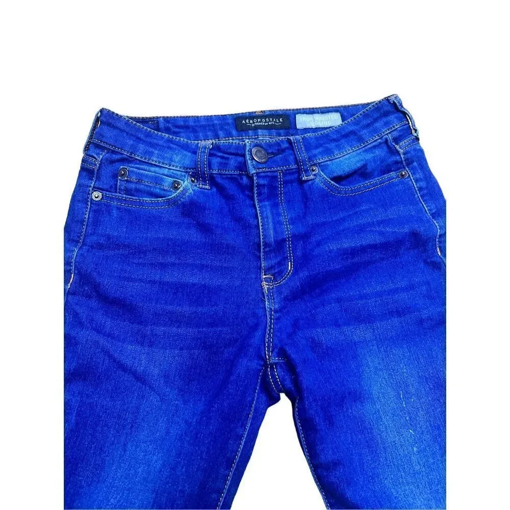 Aeropostale Women's Blue High Waisted Cotton Blend Jeggings Size 2
